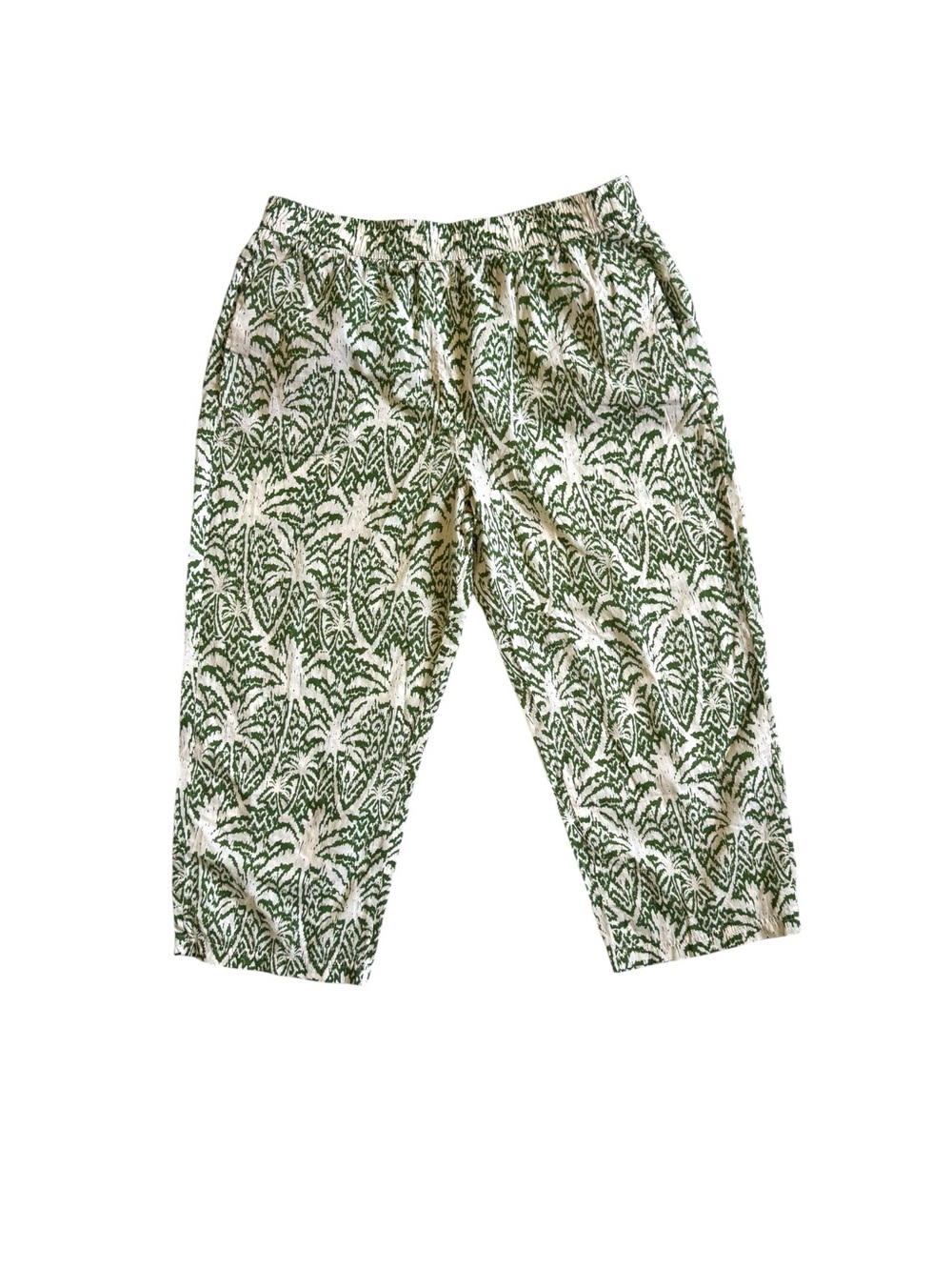 Zara Green Botanical Cropped 100% cotton Pants - Picture 3 of 8